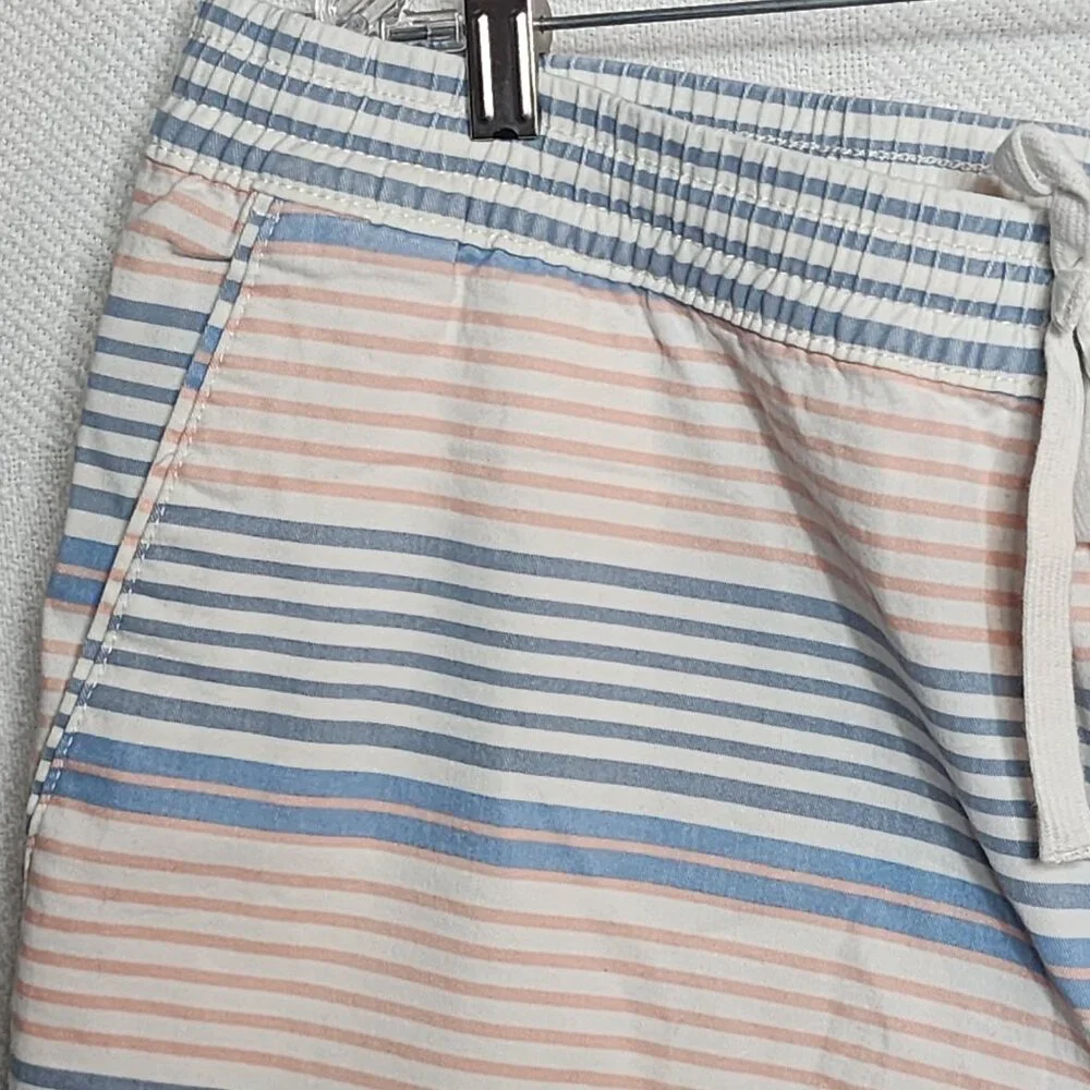 George Peach Blue Striped Casual Cotton Lyocell Span Tie Waist Short Sz XL 40-42